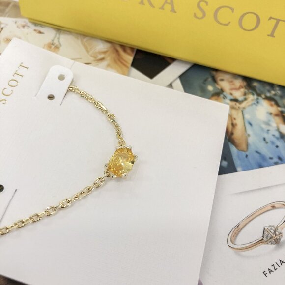 New Cailin Golden Yellow Crystal Necklace Gold - Picture 3 of 4